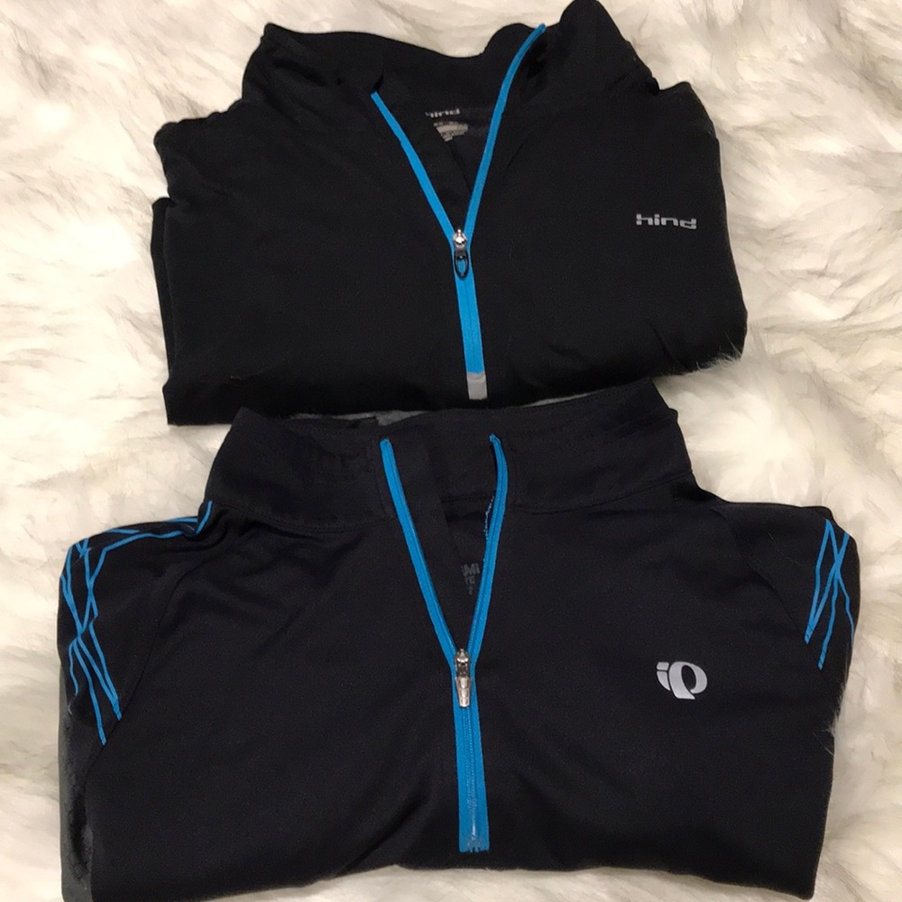 Black and Blue athletic pullovers